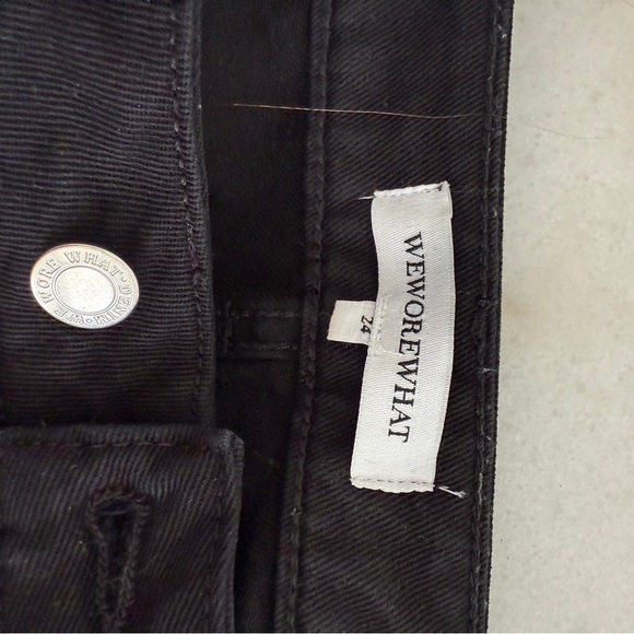 We Wore What High Rise Wide Leg Black Denim Jeans Split Leg - Picture 13 of 13